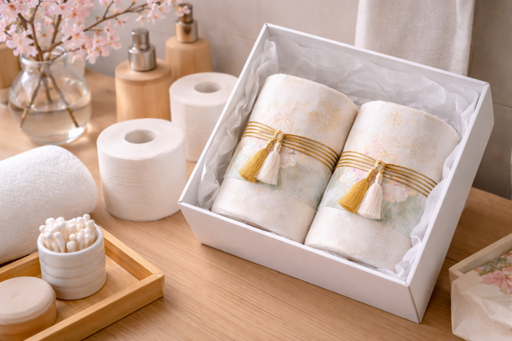 asian toilet paper rolls and bathroom products